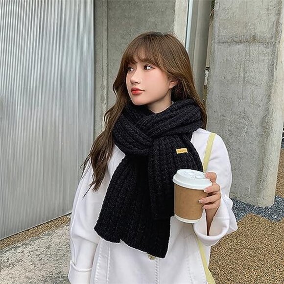 Chunky Knit Scarf Winter Warm Cable Knit Oversized Boho Chic Accessory - Picture 6 of 8